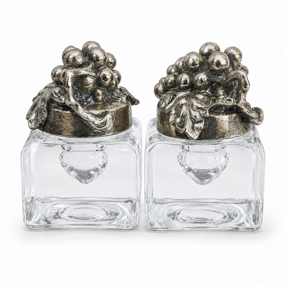 Vintage Arthur Court Grape Glass Salt and Pepper Shakers Set Ice Cube Pair - Picture 2 of 4